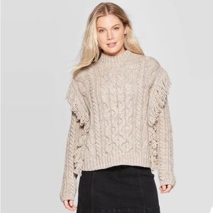 Universal Thread Crewneck Cable Fringe Sweater